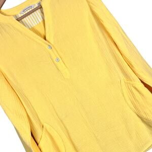 SOFT SURROUNDINGS‎ Women's PS Yellow Santorini Pocketed Gauze Cottage Tunic Top